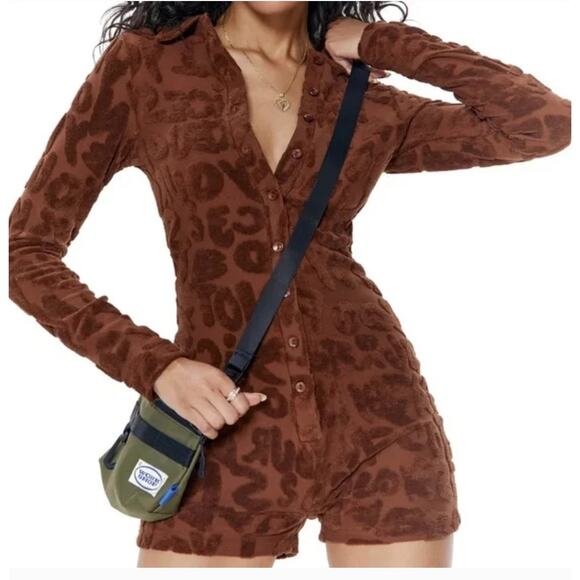 Jaded London Toweling Romper Brown Playsuit Size 4 - Picture 1 of 6